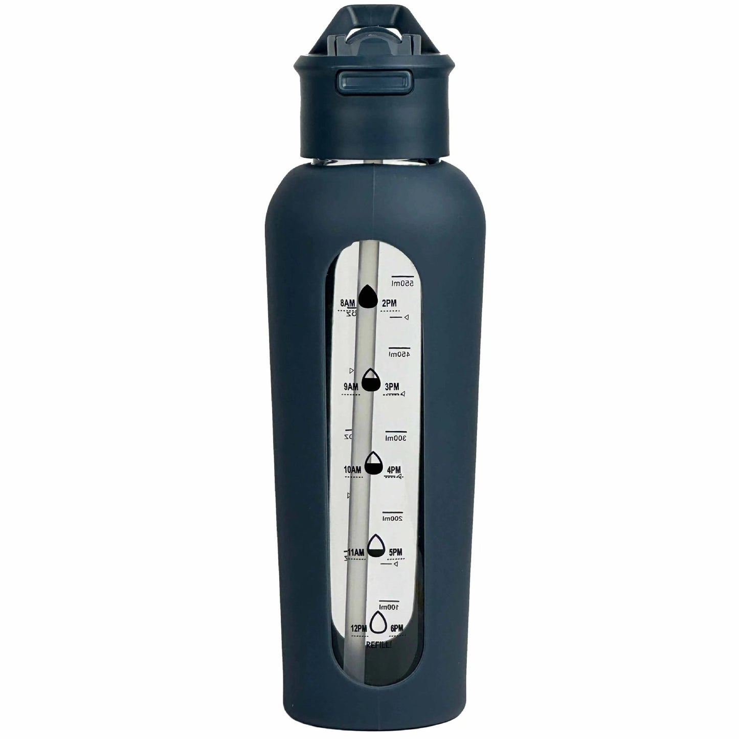 Glass Bottle with Silicone Sleeve and Straw, 600ml - WBG0012