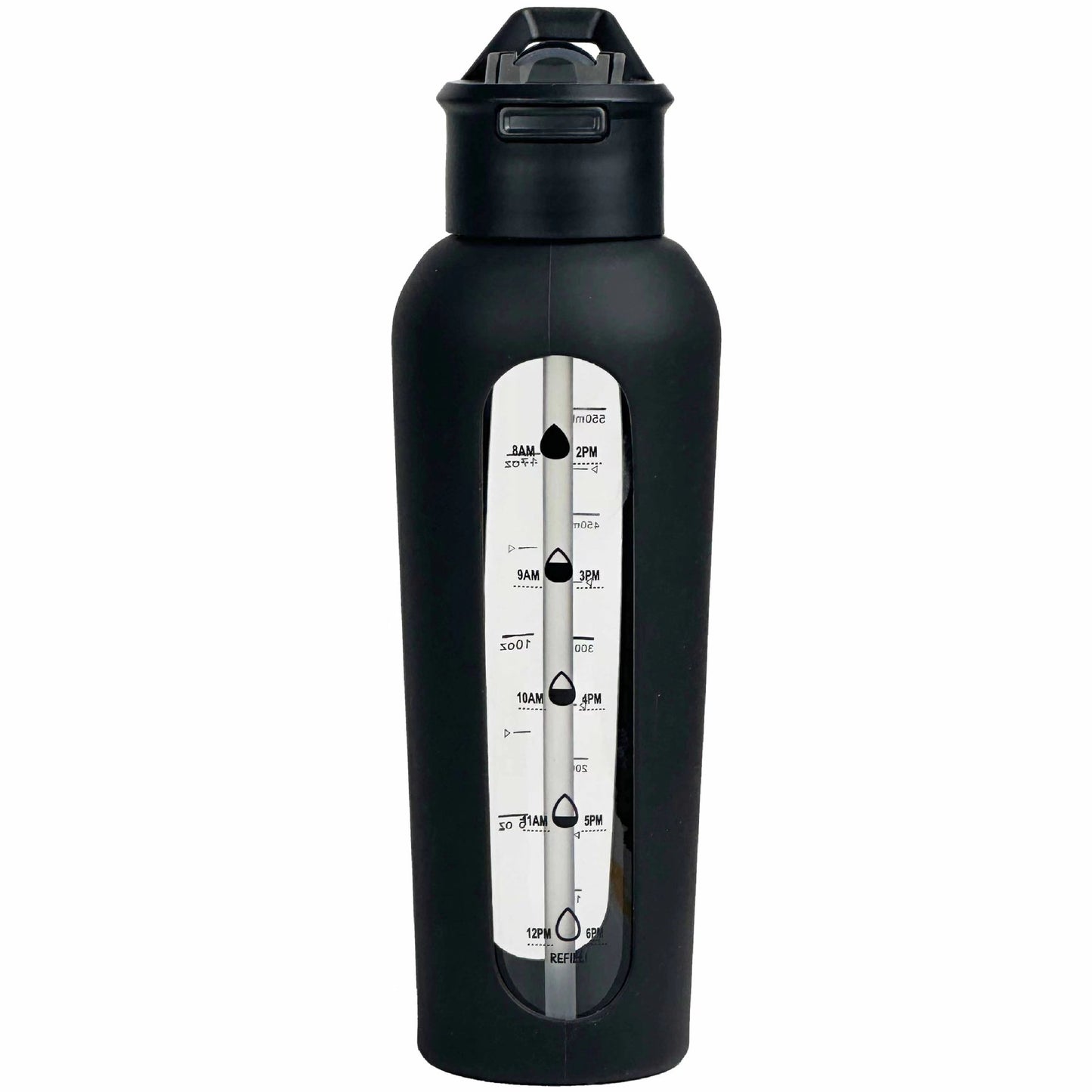 Glass Bottle with Silicone Sleeve and Straw, 600ml - WBG0012