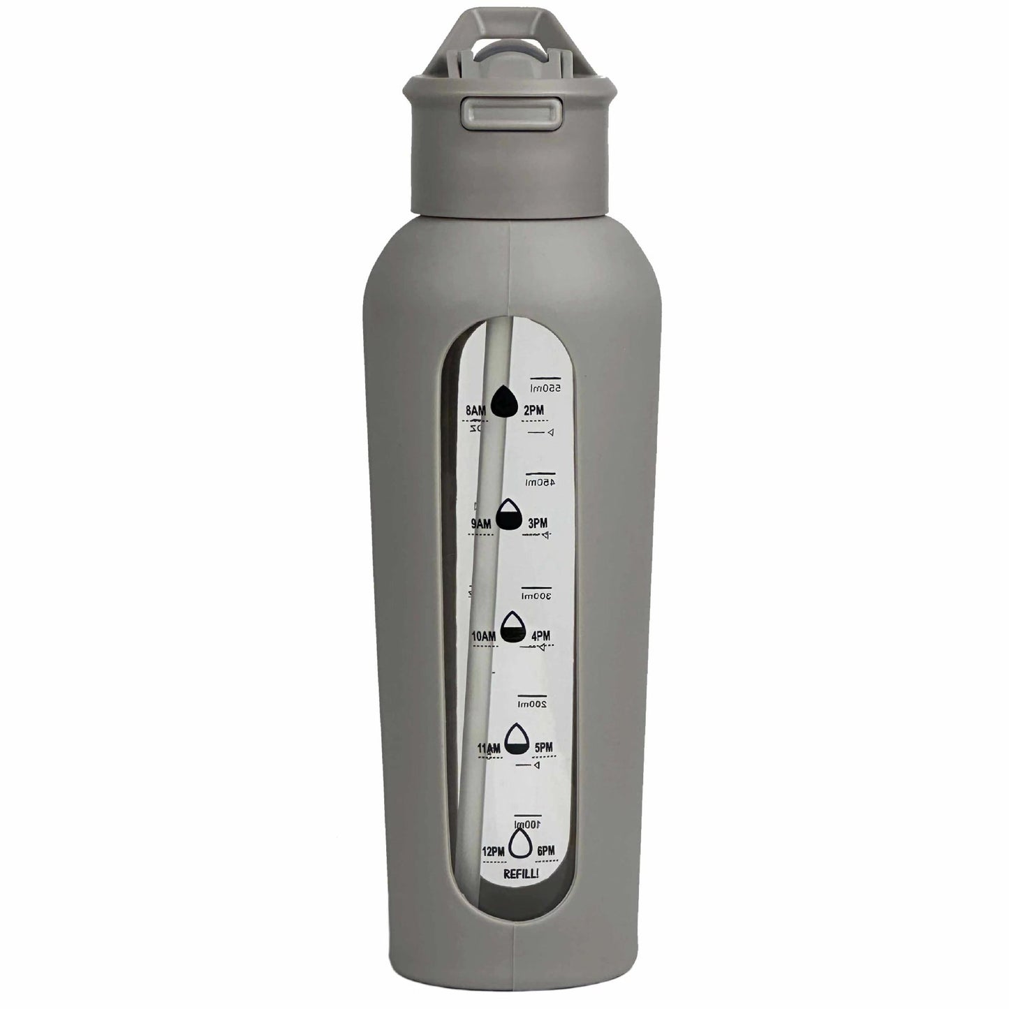 Glass Bottle with Silicone Sleeve and Straw, 600ml - WBG0012