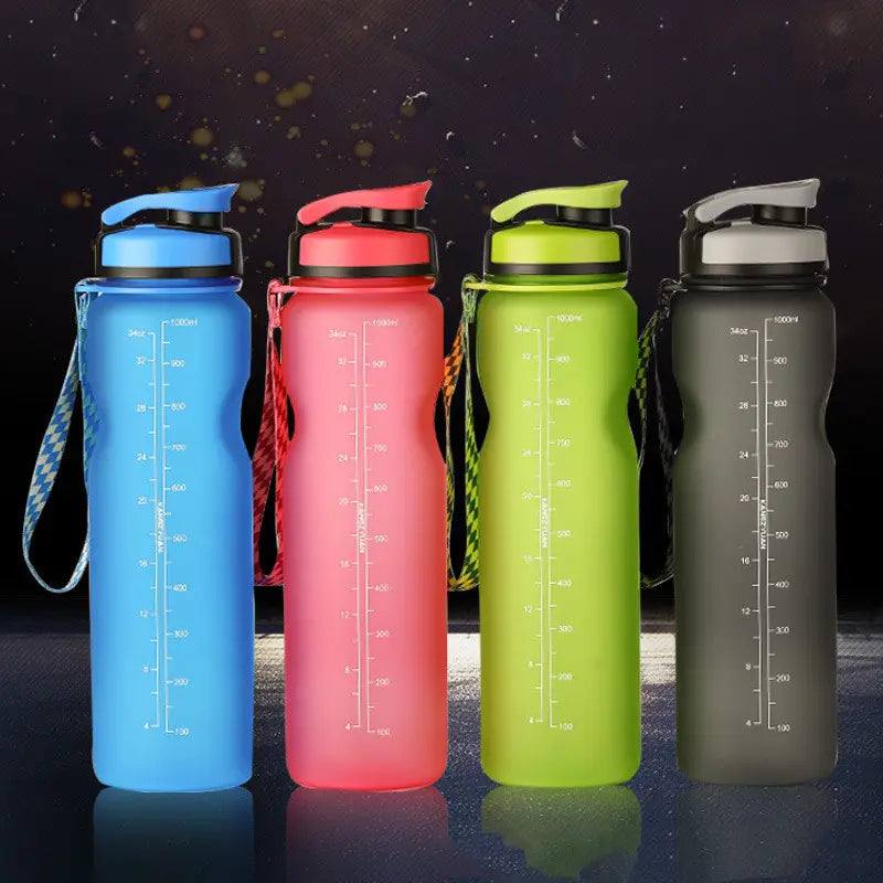 Tritan Plastic Bottle with Wide Mouth and 1-Click Open Lid with Rope, 1L (32oz) - WBP0011