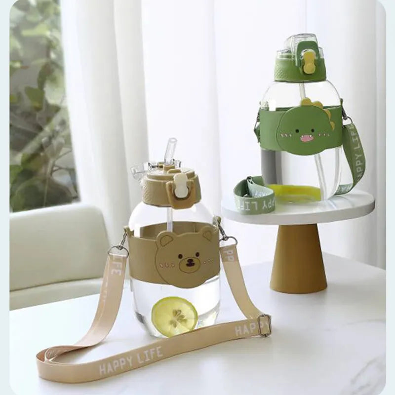 Leak-proof Plastic Bottle with Straw - New Design for Kids - 1100ml - WBP0030