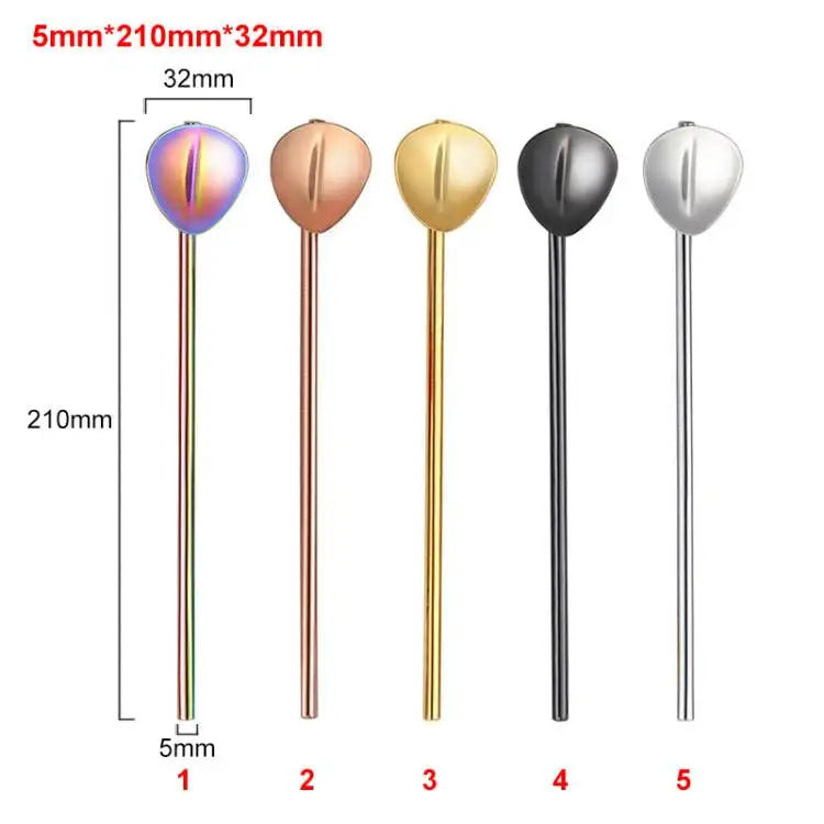 RSS0004 Reusable Stainless Steel Yerba Bubble Tea Drinking Straws with Spoon