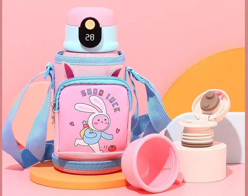 Stainless Steel Digital Smart LED Temperature Display Insulated Vacuum Flask with Sleeve, Straw, and Lid, 580ml - WBS0032