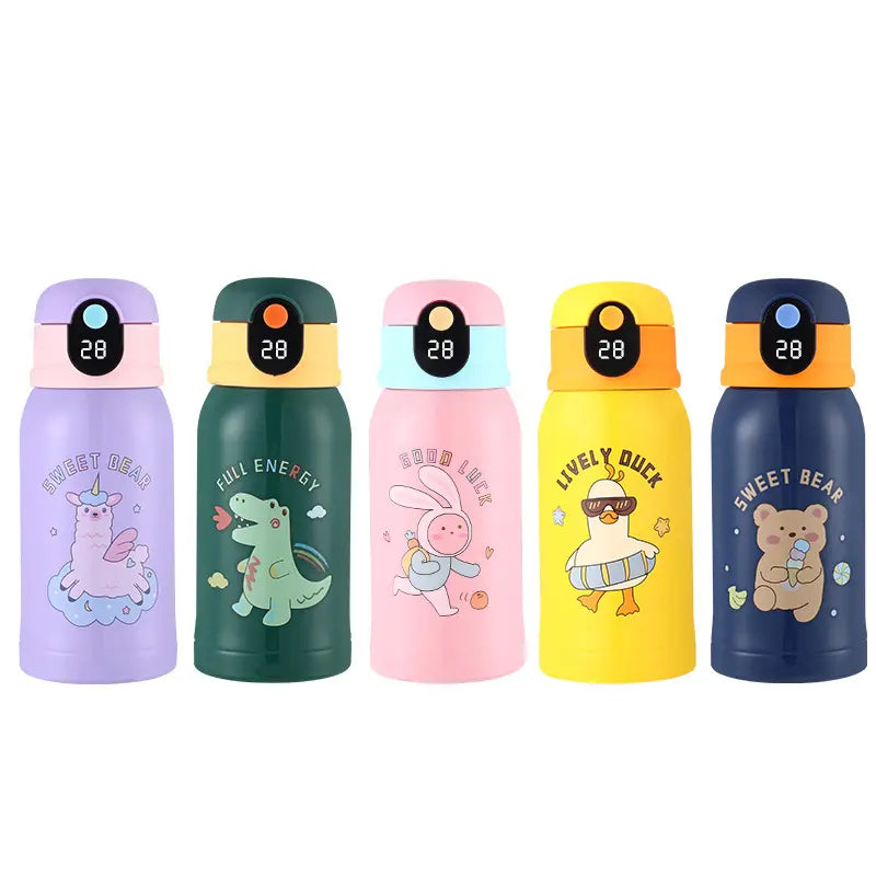 Stainless Steel Digital Smart LED Temperature Display Insulated Vacuum Flask with Sleeve, Straw, and Lid, 580ml - WBS0032