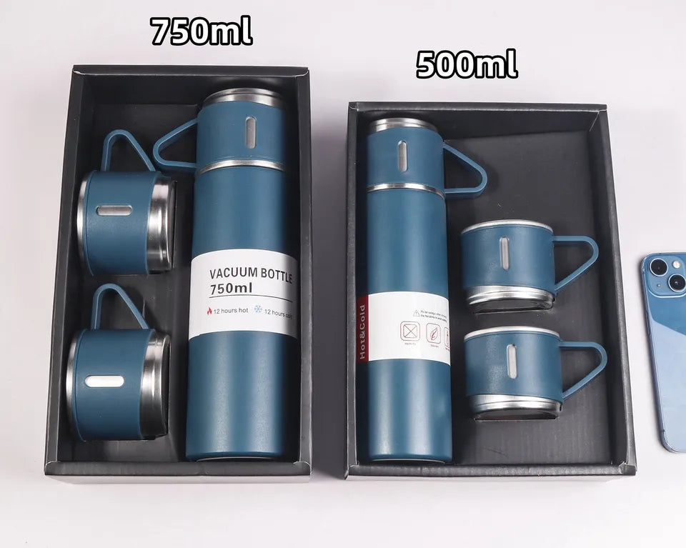 Stainless Steel Vacuum Insulated Flask Thermos Set in Gift Box - 3pcs, 500ml, 750ml - WBS0010