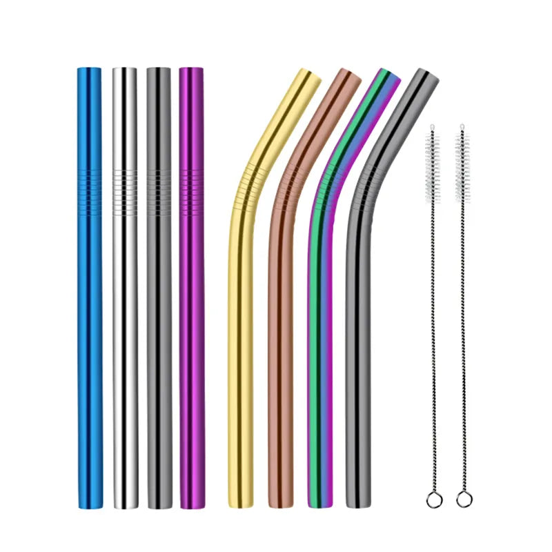 RSS0004 Reusable Stainless Steel Yerba Bubble Tea Drinking Straws with Spoon