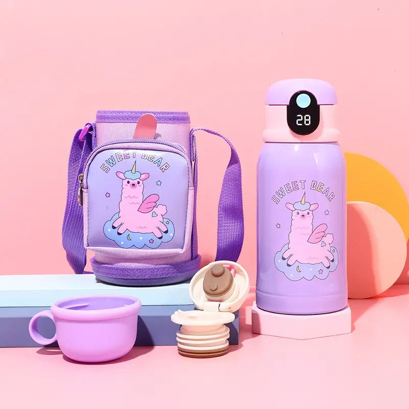 Stainless Steel Digital Smart LED Temperature Display Insulated Vacuum Flask with Sleeve, Straw, and Lid, 580ml - WBS0032