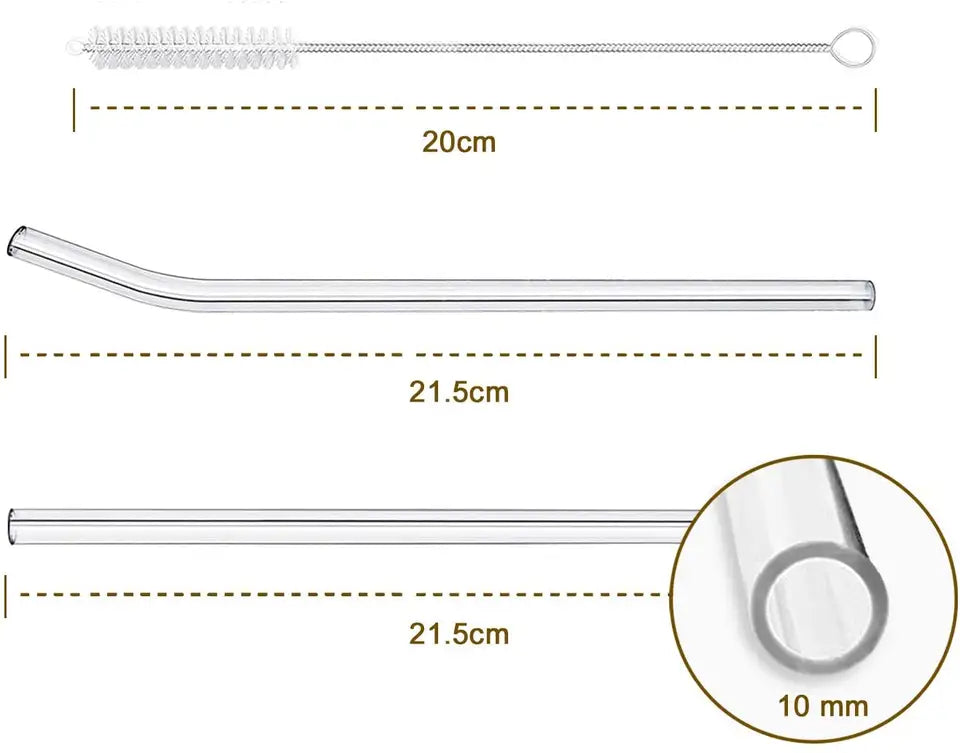 RSG0002 Clear Reusable Glass Straws - Healthy, Eco-Friendly, and BPA-Free