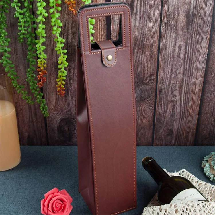 BCP0001 Reusable PU Leather Single Bottle Carrier