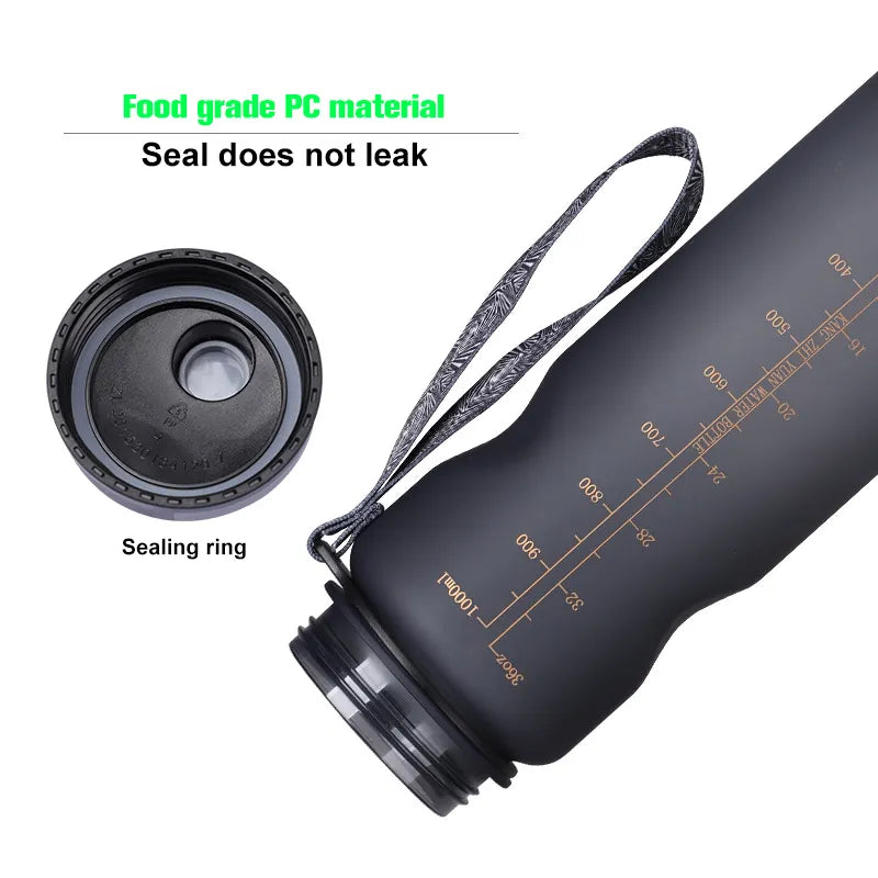 Tritan Plastic Bottle with Wide Mouth and 1-Click Open Lid with Rope, 1L (32oz) - WBP0011