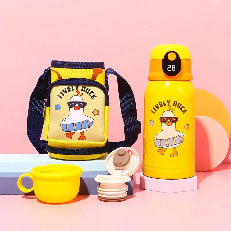 Stainless Steel Digital Smart LED Temperature Display Insulated Vacuum Flask with Sleeve, Straw, and Lid, 580ml - WBS0032