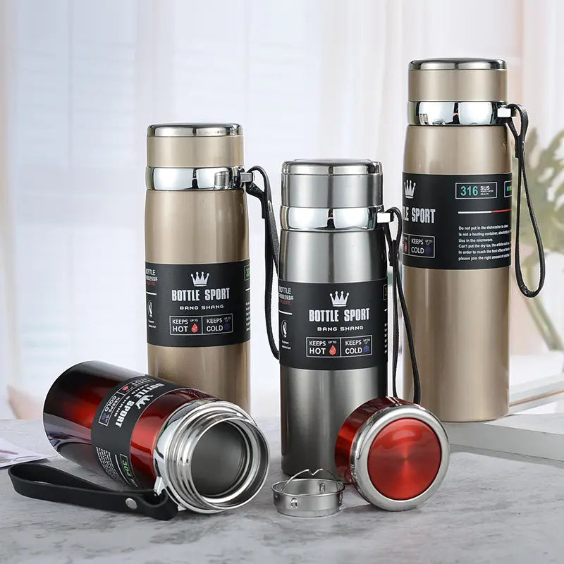 Stainless Steel Insulated Bottle with Handle, 600ml, 800ml, and 1000ml - WBS0035