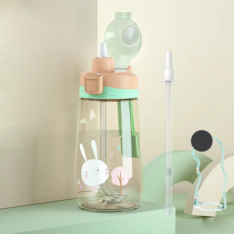 Portable Plastic Water Bottle for Children with Straw bottle - 500ml - WBP0032