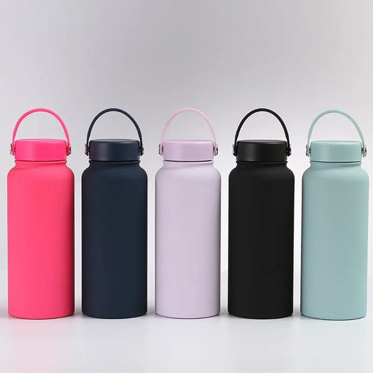 Stainless Steel Vacuum Insulated Flask Thermos with Handle Lid - 1L (32oz) - WBS0005