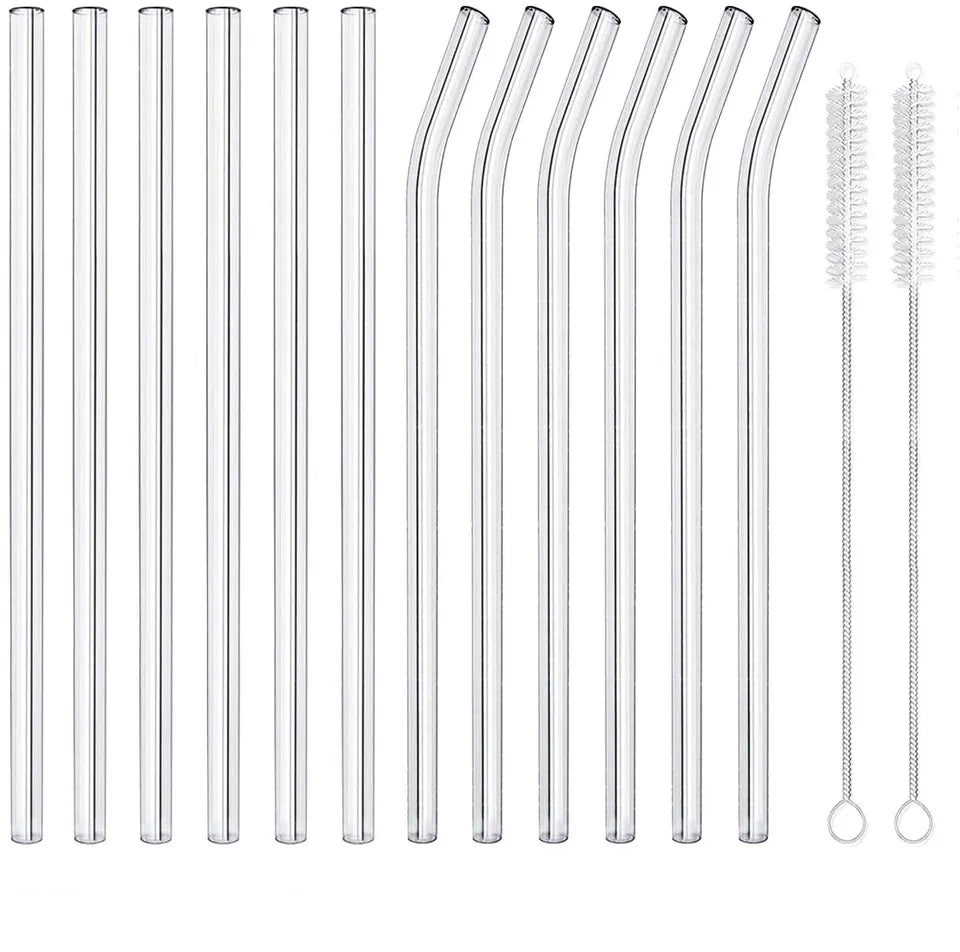 RSG0002 Clear Reusable Glass Straws - Healthy, Eco-Friendly, and BPA-Free