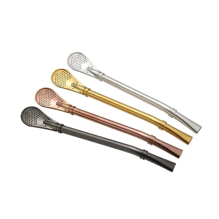 RSS0002 : Hot Seller Kitchen Product: Reusable Stainless Steel Drinking Straw Spoon - Also Functions as a Metal Stirrer
