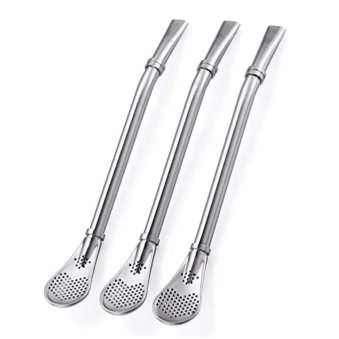 RSS0002 : Hot Seller Kitchen Product: Reusable Stainless Steel Drinking Straw Spoon - Also Functions as a Metal Stirrer
