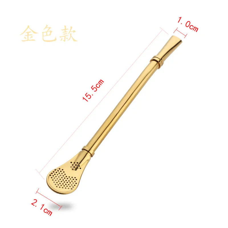 RSS0002 : Hot Seller Kitchen Product: Reusable Stainless Steel Drinking Straw Spoon - Also Functions as a Metal Stirrer