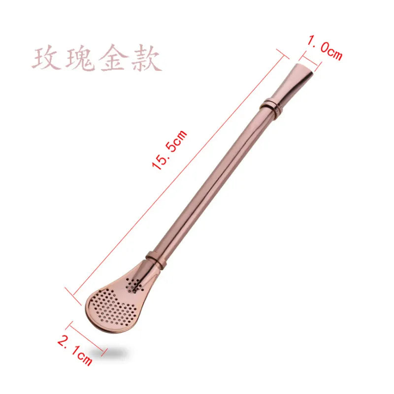 RSS0002 : Hot Seller Kitchen Product: Reusable Stainless Steel Drinking Straw Spoon - Also Functions as a Metal Stirrer