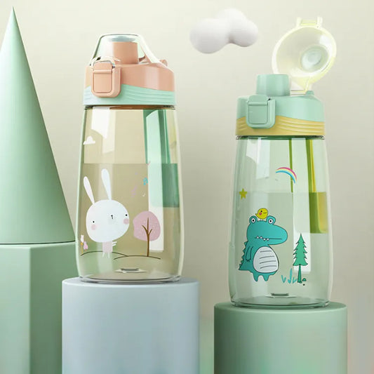 Portable Plastic Water Bottle for Children with Straw bottle - 500ml - WBP0032