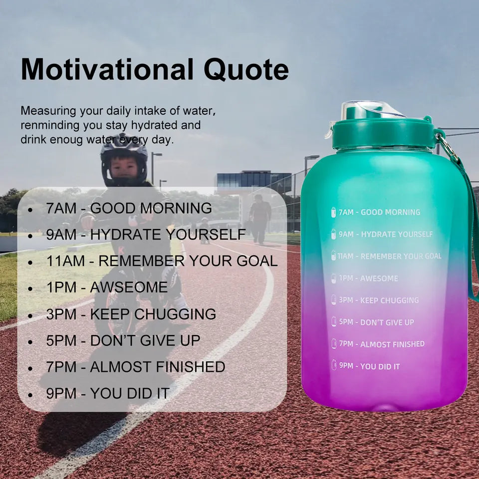 Motivational Bottle with Time Marker and Straw, 3780ml (1 Gallon) - WBP0010