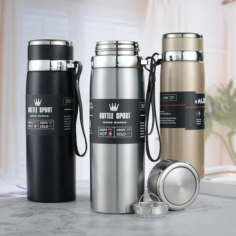 Stainless Steel Insulated Bottle with Handle, 600ml, 800ml, and 1000ml - WBS0035