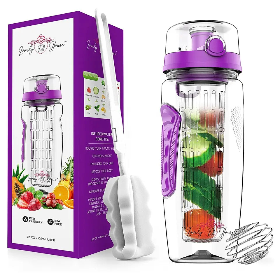 Tritan Plastic Portable Bottle with Fruit Infuser, 1L (32oz) - WBP0009