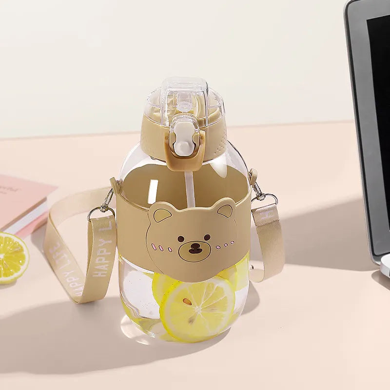 Leak-proof Plastic Bottle with Straw - New Design for Kids - 1100ml - WBP0030