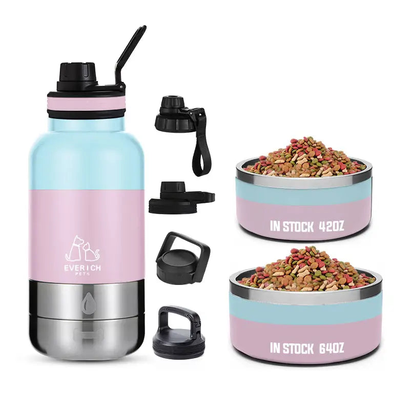 PBF0007 Pet Water Bottle with Silicone Flip-Up Bowl - 14oz,18oz