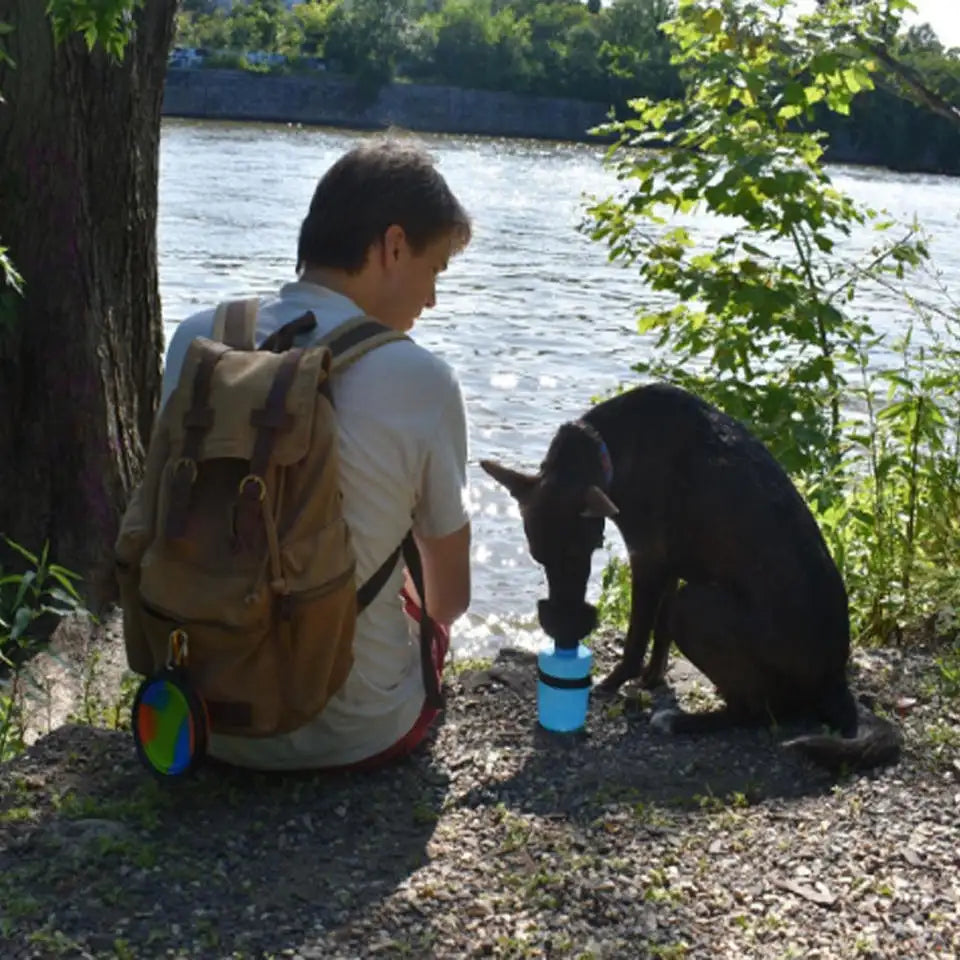 PBF0004 Portable Pet Water Dispenser with Bowl - 520ml (18oz)