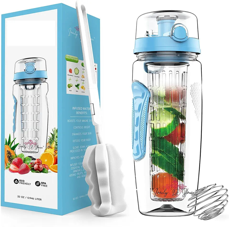 Tritan Plastic Portable Bottle with Fruit Infuser, 1L (32oz) - WBP0009