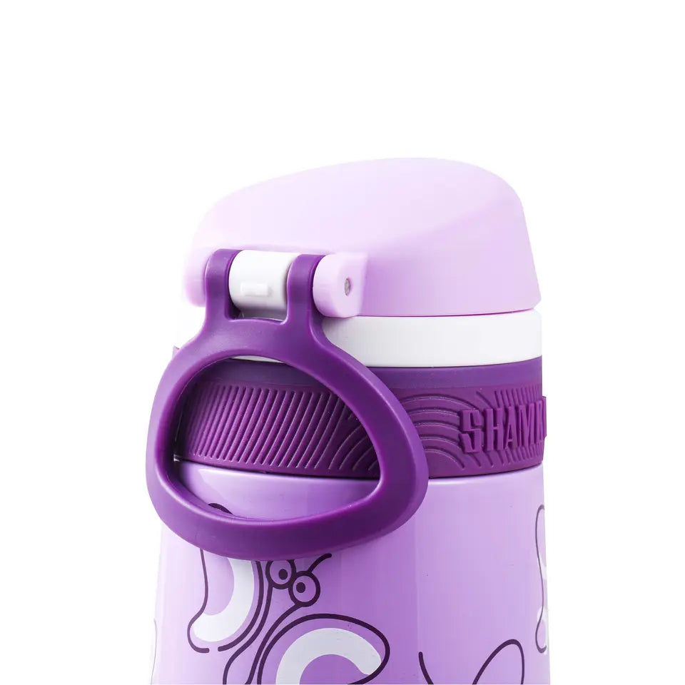 Stainless Steel Bottle - Kids Vacuum Insulated with Straw and Portable Ring, 350ml - WBS0036