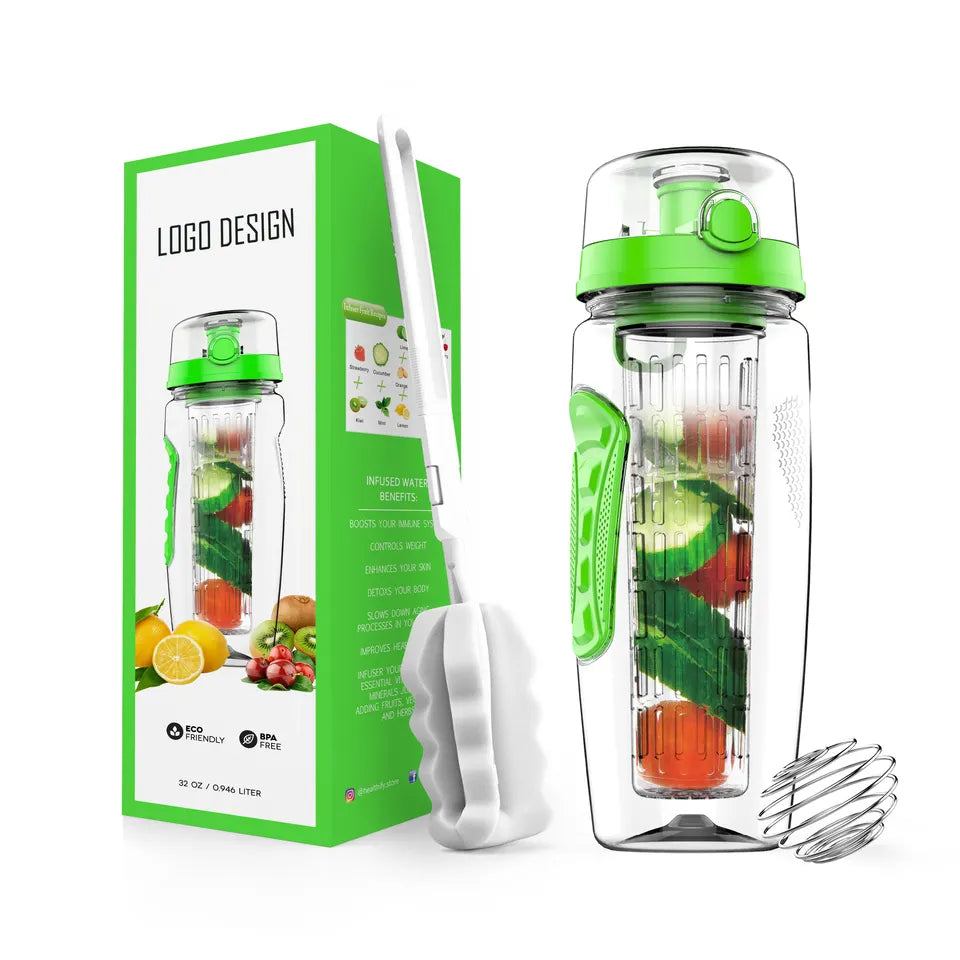 Tritan Plastic Portable Bottle with Fruit Infuser, 1L (32oz) - WBP0009