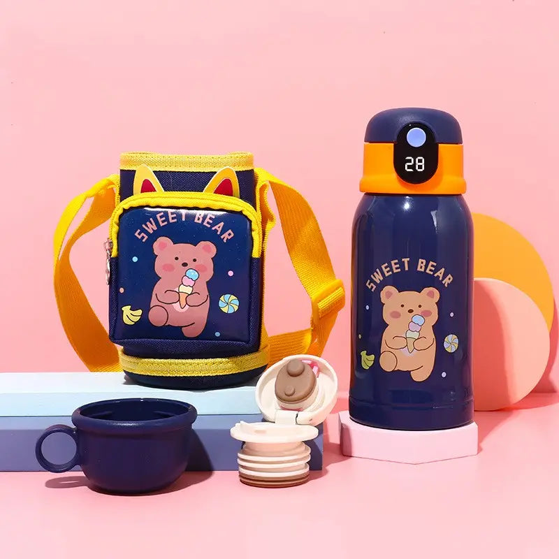 Stainless Steel Digital Smart LED Temperature Display Insulated Vacuum Flask with Sleeve, Straw, and Lid, 580ml - WBS0032