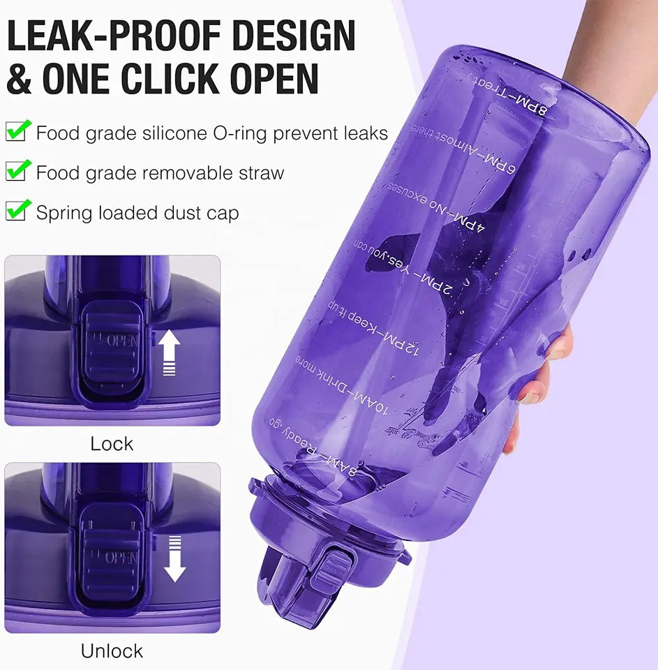 Large Capacity Tritan Motivational Plastic Water Bottle, 2L - WBP0007