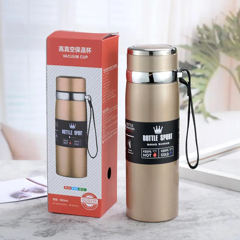 Stainless Steel Insulated Bottle with Handle, 600ml, 800ml, and 1000ml - WBS0035