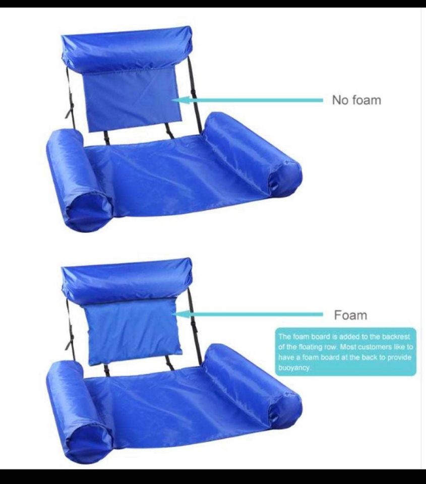 Floating Inflatable Water Hammock, with extra foamboard added
