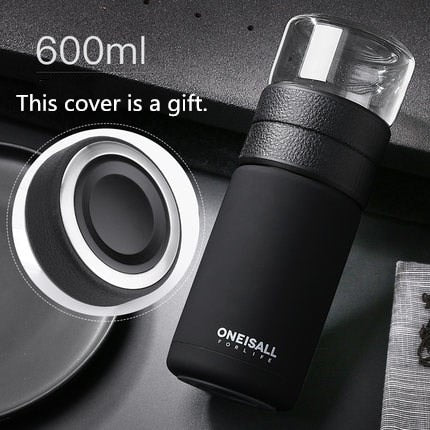 600ml Tea Water Separation Cup Travel Mug Stainless Steel Vacuum Insulated Water Bottle Tea Cups Portable Tea Thermos
