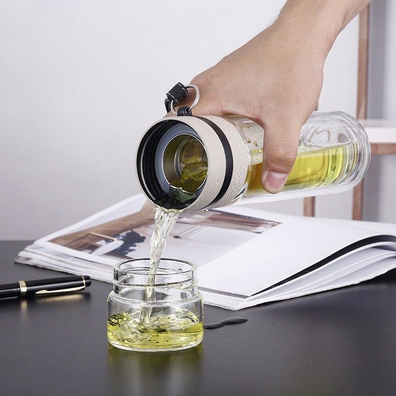 Double Wall Glass Bottle with Tea Infuser, 500ml - WBG0008