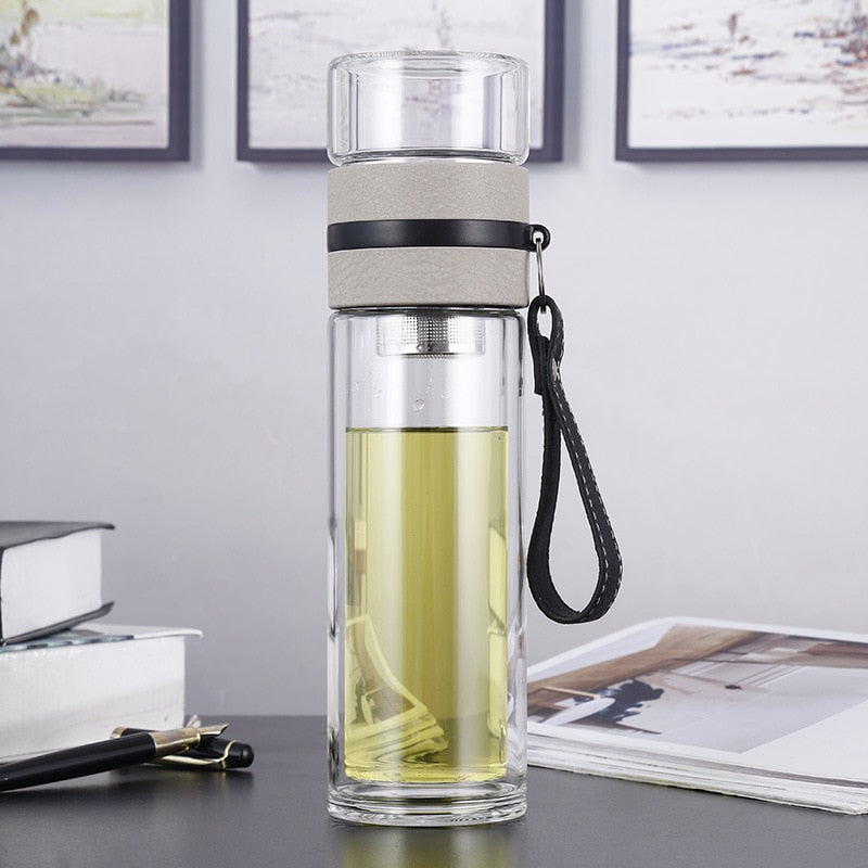 Double Wall Glass Bottle with Tea Infuser, 500ml - WBG0008