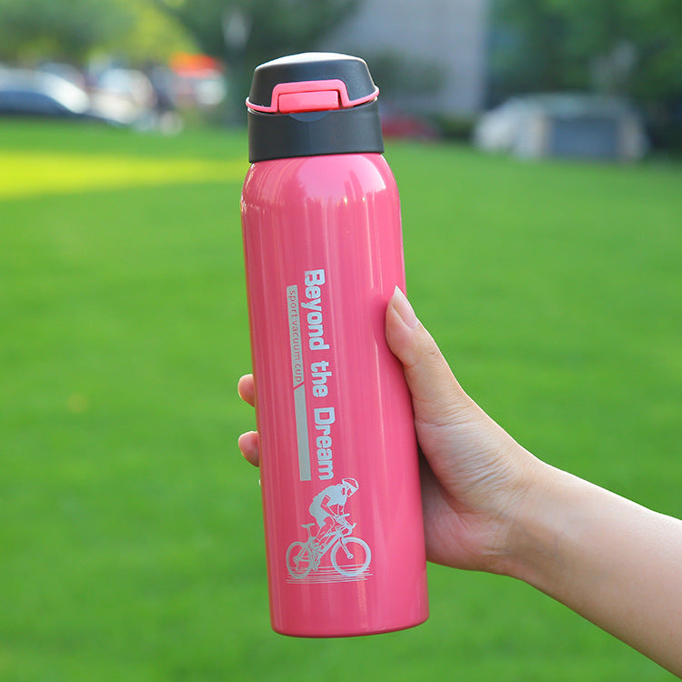 Stainless Steel Thermal Insulated Bottle with Handle and Rope, 500ml - WBS0029