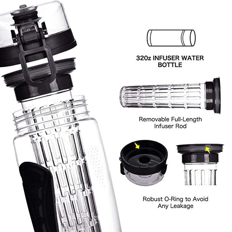 Tritan Plastic Portable Bottle with Fruit Infuser, 1L (32oz) - WBP0009