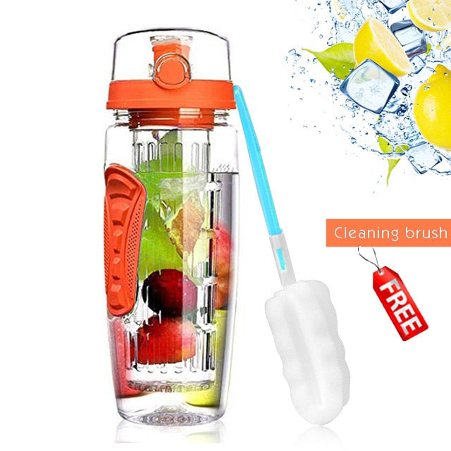 Tritan Plastic Portable Bottle with Fruit Infuser, 1L (32oz) - WBP0009