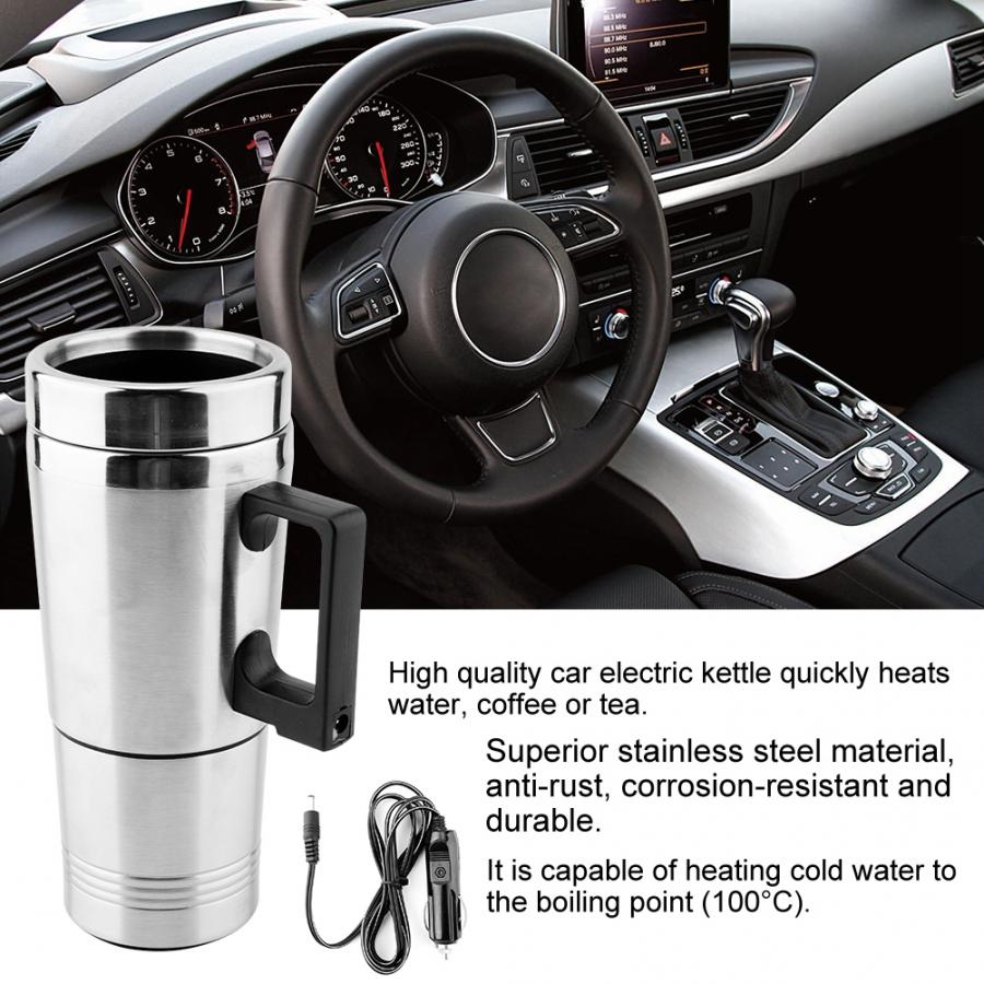 Vehicle Heating Cup 350ML + 150ML Stainless Steel Car Electric Kettle Coffee Tea Thermos Water Heating Cup 12V car water heater