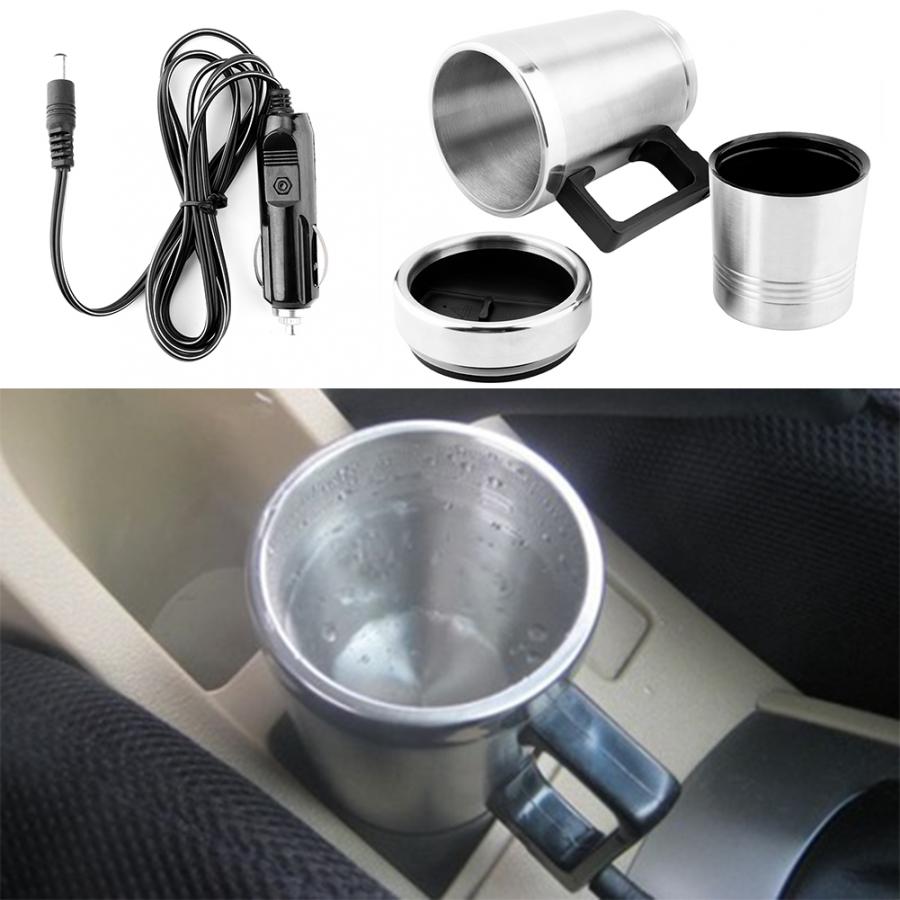 Vehicle Heating Cup 350ML + 150ML Stainless Steel Car Electric Kettle Coffee Tea Thermos Water Heating Cup 12V car water heater