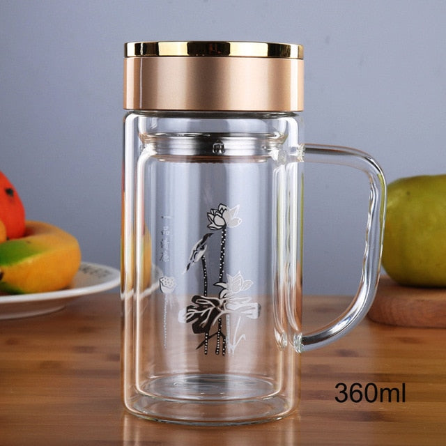 Double Wall Glass cup Bottles Tumbler Glass Tea Drinking, Teacup Coffee Water pot tea cup,Water Bottle cups Flask