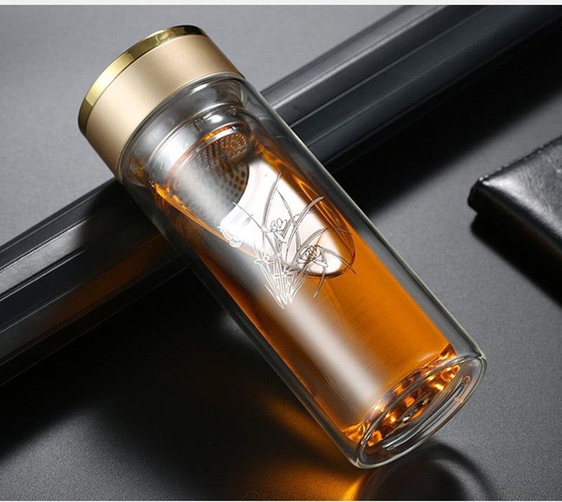 Double Wall Glass cup Bottles Tumbler Glass Tea Drinking, Teacup Coffee Water pot tea cup,Water Bottle cups Flask