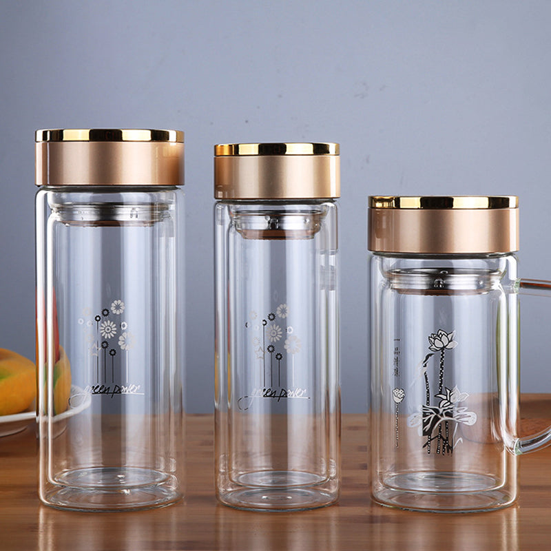 Double Wall Glass cup Bottles Tumbler Glass Tea Drinking, Teacup Coffee Water pot tea cup,Water Bottle cups Flask