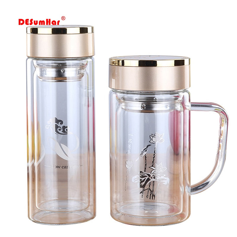 Double Wall Glass cup Bottles Tumbler Glass Tea Drinking, Teacup Coffee Water pot tea cup,Water Bottle cups Flask