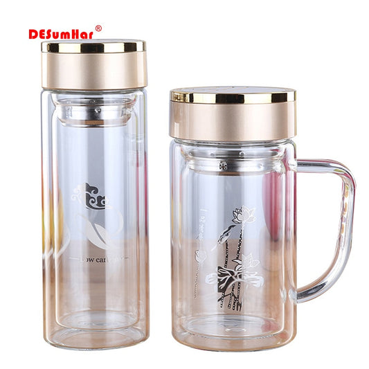 Double Wall Glass cup Bottles Tumbler Glass Tea Drinking, Teacup Coffee Water pot tea cup,Water Bottle cups Flask